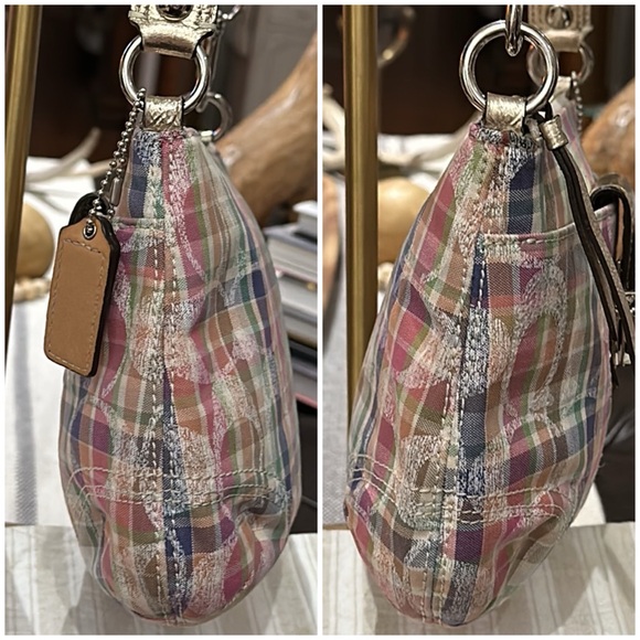 Coach Poppy Madras Signature Plaid Sequined Pink Crossbody Shoulder Bag, Vintage - Picture 12 of 16